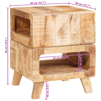 Produktbild för Sidobord med hylla Brun 40 x 40 x 49 cm Massivt mangoträ