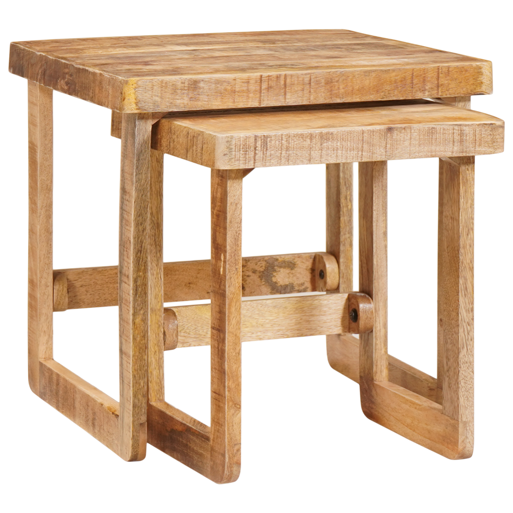 Produktbild för Satsbord 2 pcs Brun 46 x 46 x 45 cm Massivt mangoträ