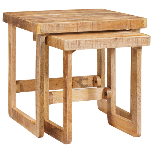 vidaXL Satsbord 2 pcs Brun 46 x 46 x 45 cm Massivt mangoträ