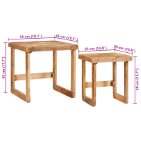 Produktbild för Satsbord 2 pcs Brun 46 x 46 x 45 cm Massivt mangoträ