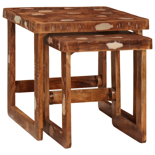 vidaXL Satsbord 2 pcs Brun 46 x 46 x 45 cm Solid återvunnen trä
