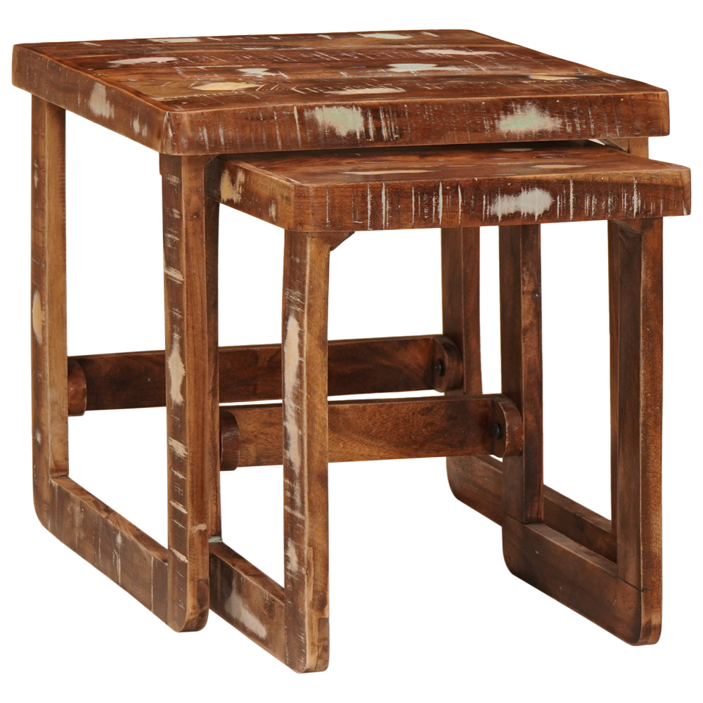 Produktbild för Satsbord 2 pcs Brun 46 x 46 x 45 cm Solid återvunnen trä