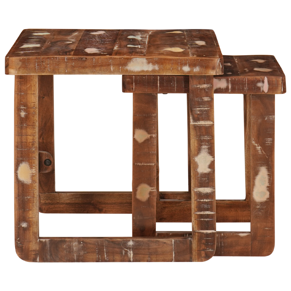 Produktbild för Satsbord 2 pcs Brun 46 x 46 x 45 cm Solid återvunnen trä