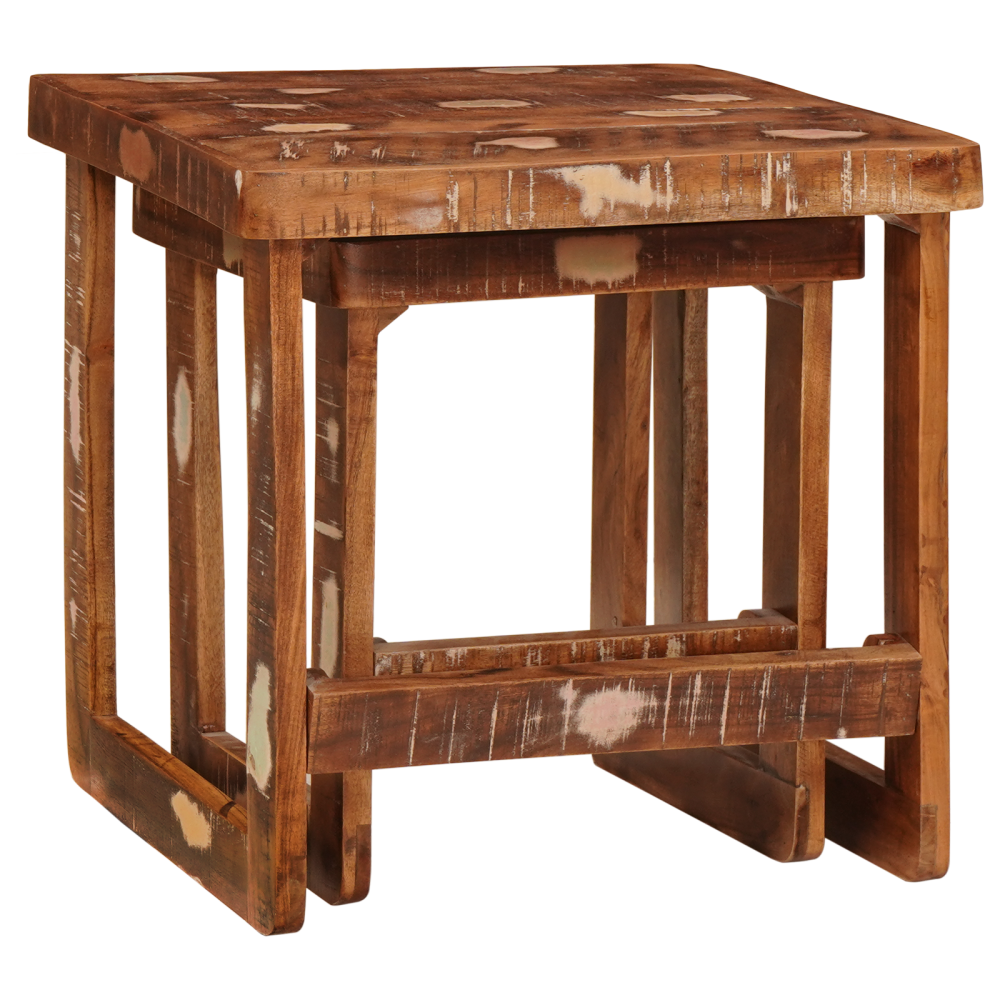 Produktbild för Satsbord 2 pcs Brun 46 x 46 x 45 cm Solid återvunnen trä