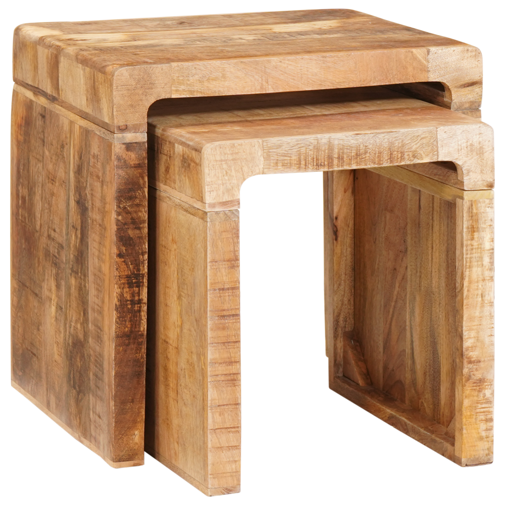 Produktbild för Satsbord 2 pcs Brun 46 x 40 x 46 cm Massivt mangoträ