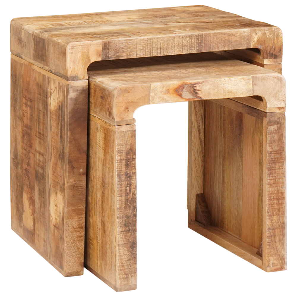 Produktbild för Satsbord 2 pcs Brun 46 x 40 x 46 cm Massivt mangoträ