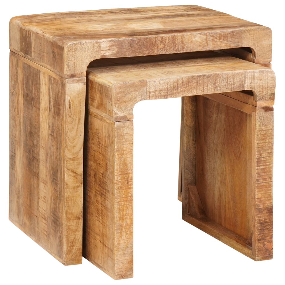 Produktbild för Satsbord 2 pcs Brun 46 x 40 x 46 cm Massivt mangoträ