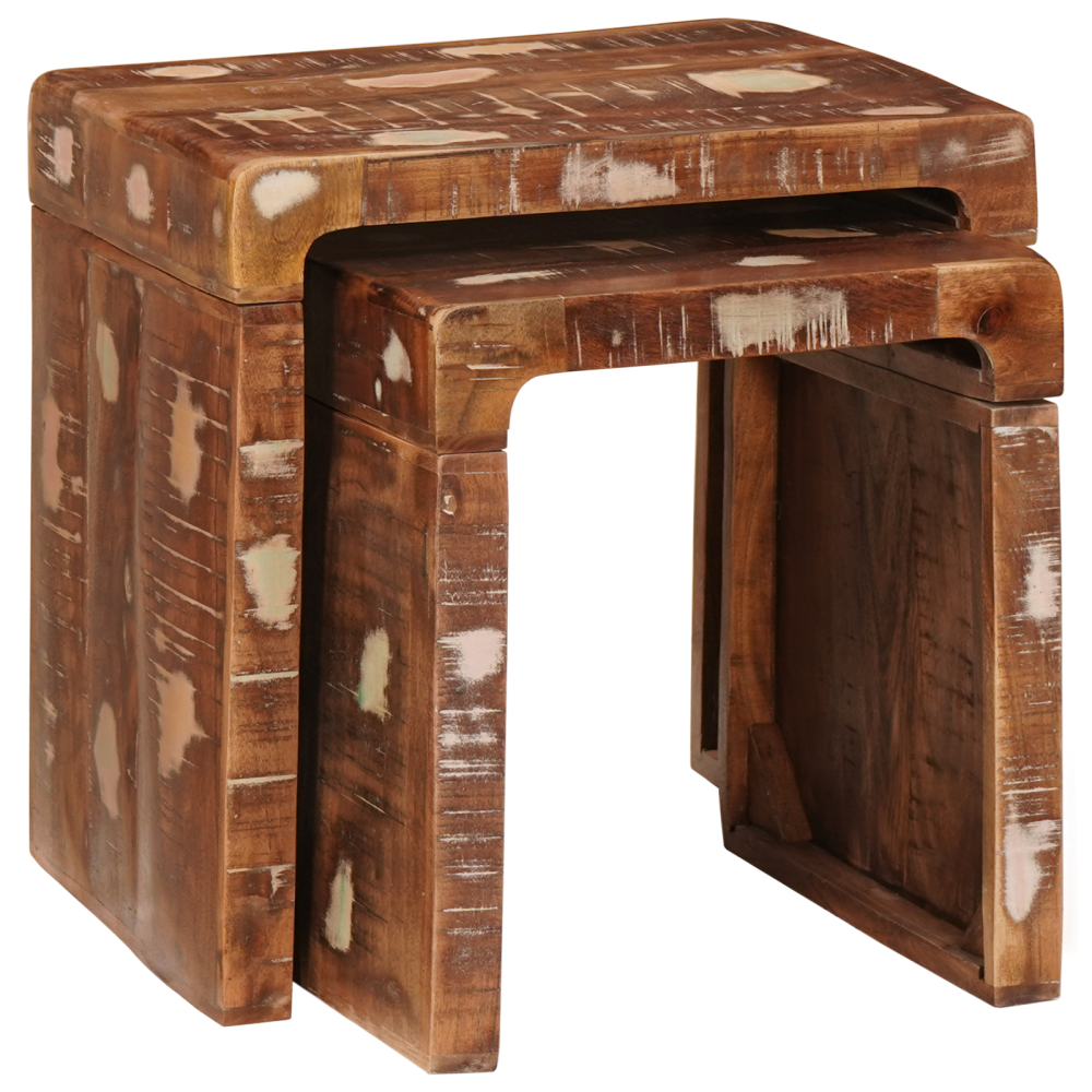 Produktbild för Satsbord 2 pcs Brun 46 x 40 x 46 cm Solid återvunnen trä