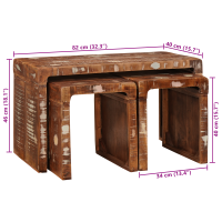 Produktbild för Nestingbord 3 pcs Brun Solid återvunnen trä