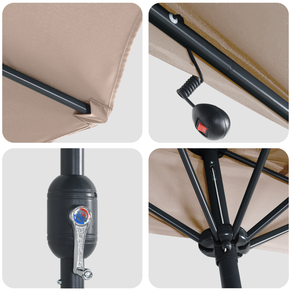 Produktbild för Trädgårdsparasol Taupe 294 x 150 x 223 cm Polyester och Stål