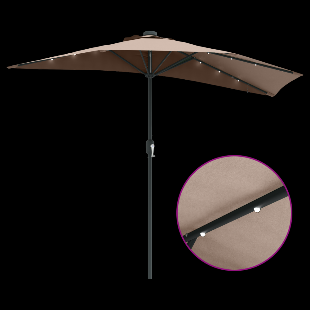 Produktbild för Trädgårdsparasol Taupe 294 x 150 x 223 cm Polyester och Stål