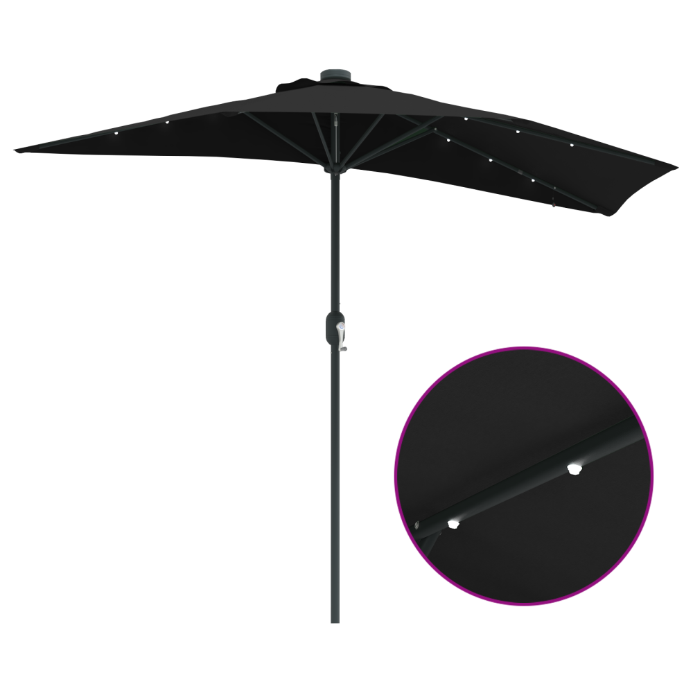 Produktbild för Trädgårdsparasol Svart 294 x 150 x 223 cm Polyester och Stål