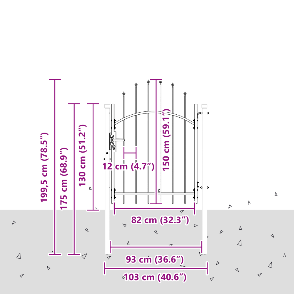Produktbild för Trädgårdsgrind med lås Woerden Grå 150 x 100 cm Stål