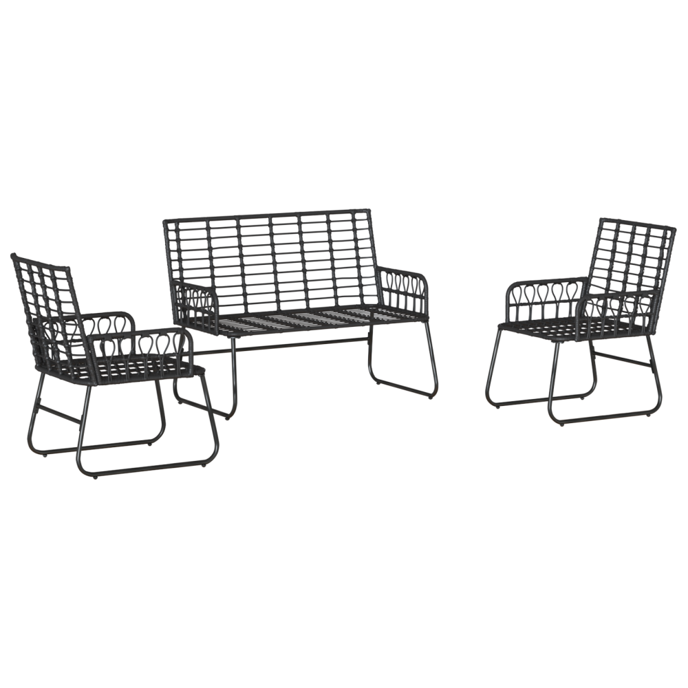 Produktbild för Trädgårdsmöbelset 3 pcs Svart och Anthracit konstrotting