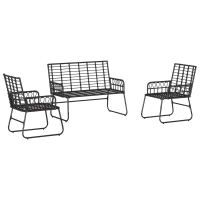 Produktbild för Trädgårdsmöbelset 3 pcs Svart och Anthracit konstrotting