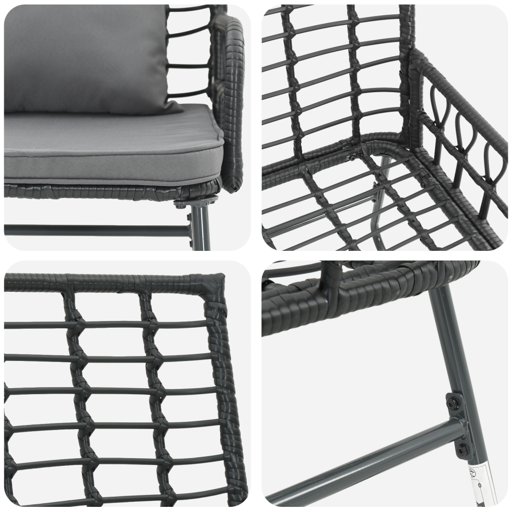 Produktbild för Trädgårdsmöbelset 3 pcs Svart och Anthracit konstrotting