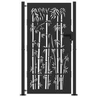 Produktbild för Trädgårdsgrind med lås Svart 110 x 205 cm Pulverlackerat stål