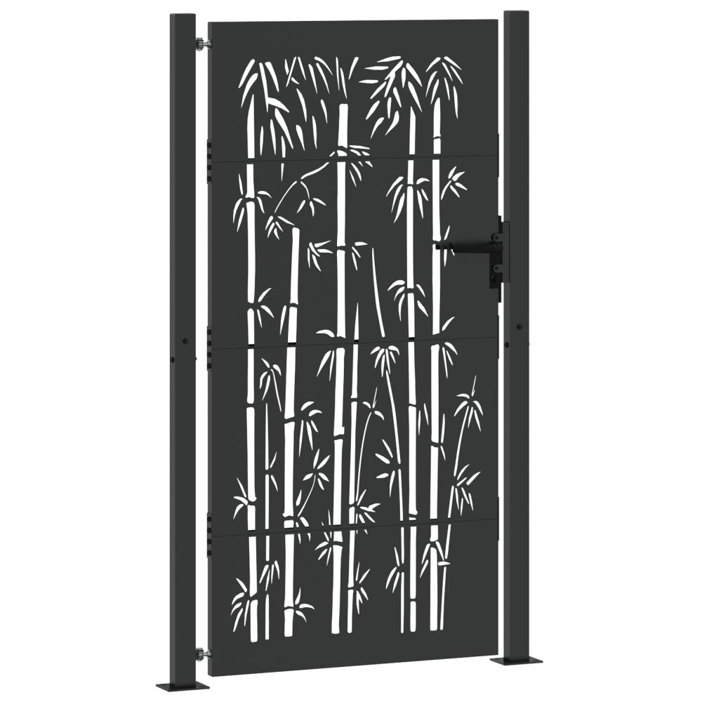 Produktbild för Trädgårdsgrind med lås Svart 110 x 205 cm Pulverlackerat stål