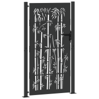 Produktbild för Trädgårdsgrind med lås Svart 110 x 205 cm Pulverlackerat stål