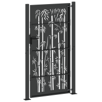 Produktbild för Trädgårdsgrind med lås Svart 110 x 205 cm Pulverlackerat stål