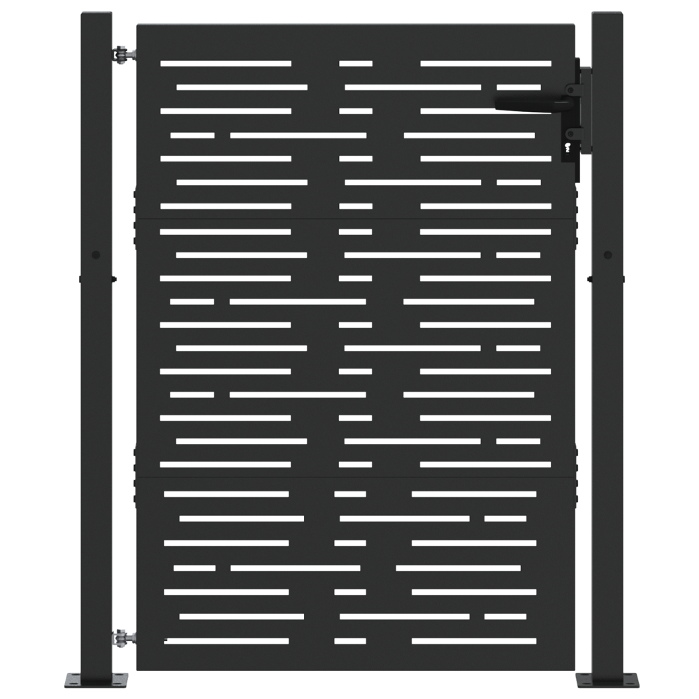 Produktbild för Trädgårdsgrind med lås Svart 110 x 155 cm Pulverlackerat stål