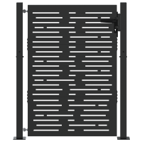 Produktbild för Trädgårdsgrind med lås Svart 110 x 155 cm Pulverlackerat stål
