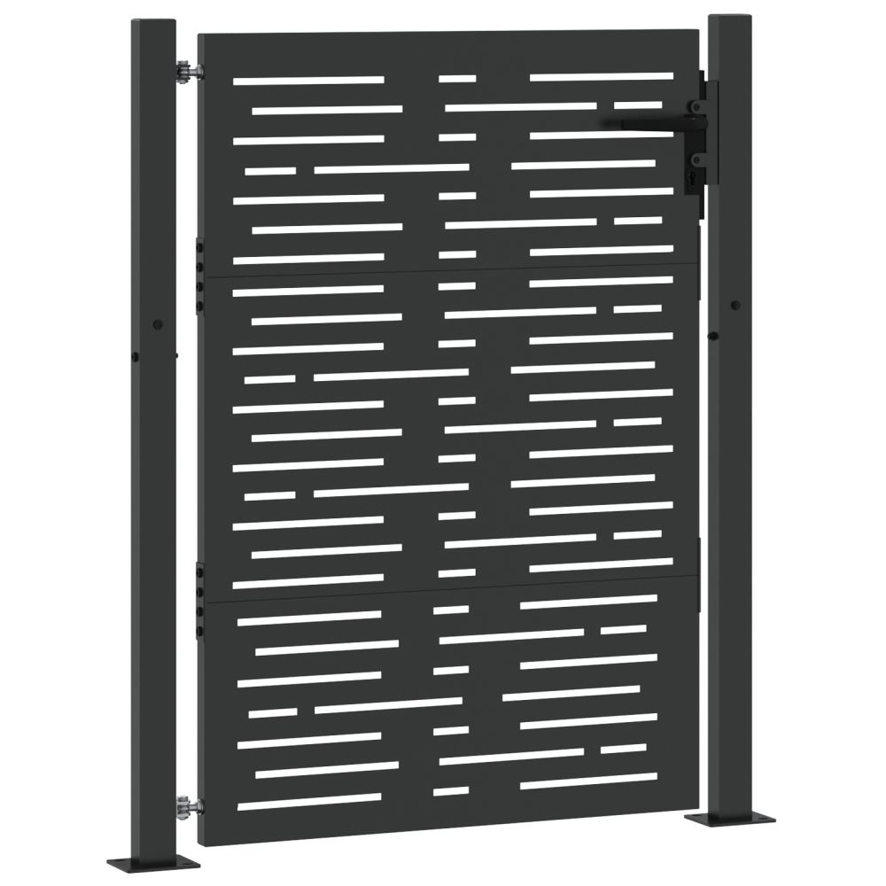 Produktbild för Trädgårdsgrind med lås Svart 110 x 155 cm Pulverlackerat stål