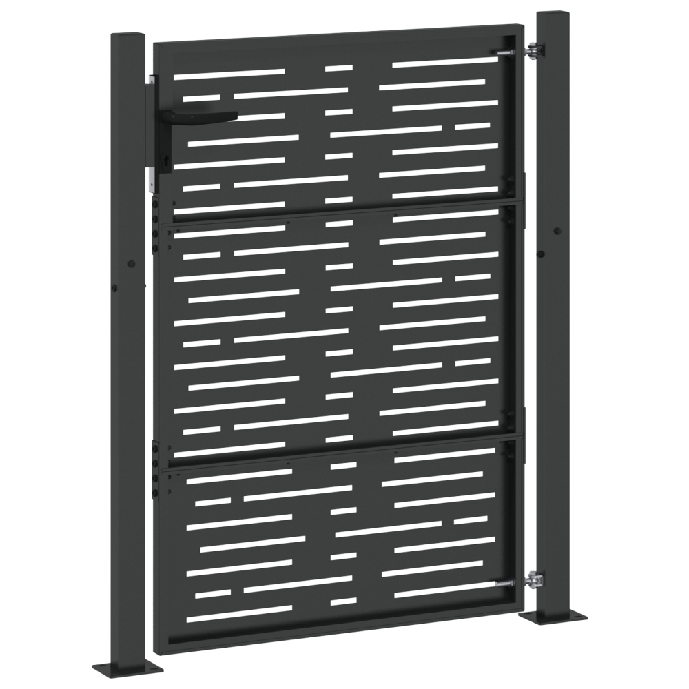 Produktbild för Trädgårdsgrind med lås Svart 110 x 155 cm Pulverlackerat stål