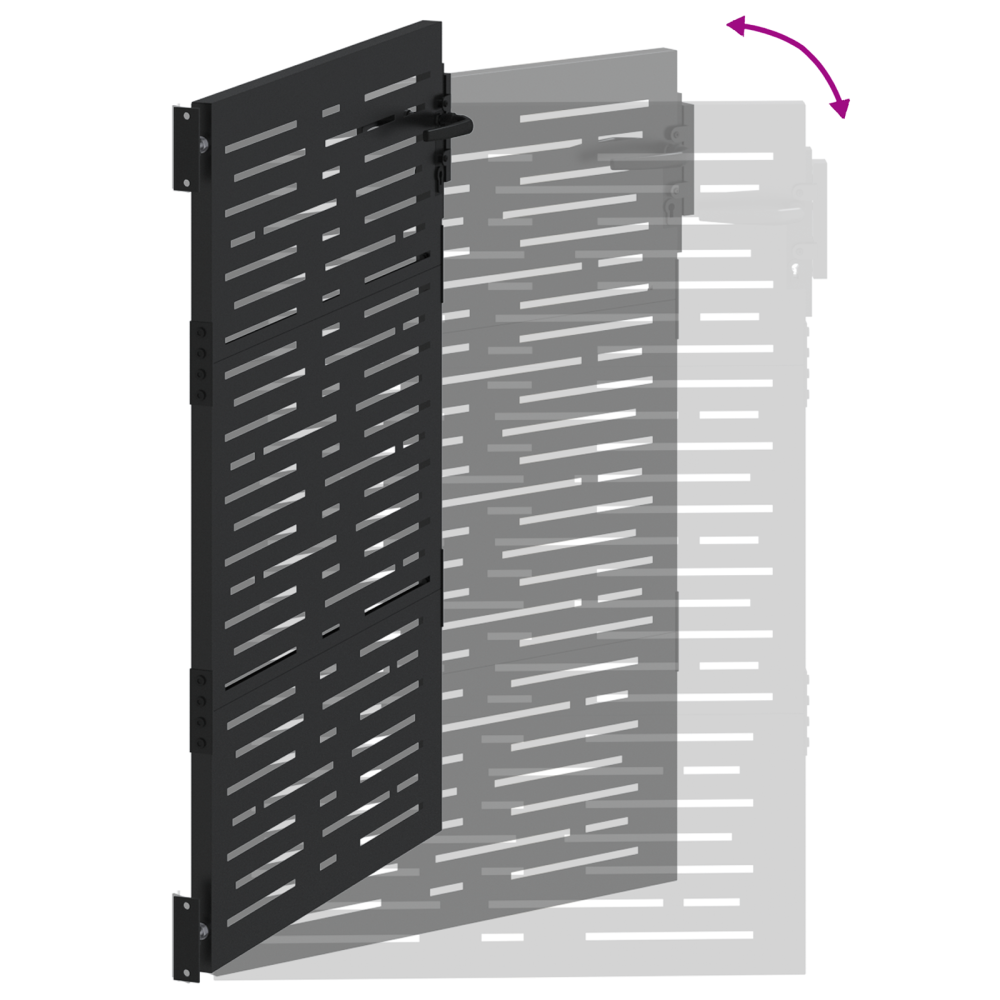 Produktbild för Trädgårdsgrind med lås Svart 110 x 155 cm Pulverlackerat stål