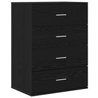 Produktbild för Sideboard med låda Svart Ek 60 x 39 x 80 cm Konstruerat trä