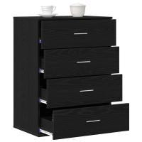 Produktbild för Sideboard med låda Svart Ek 60 x 39 x 80 cm Konstruerat trä
