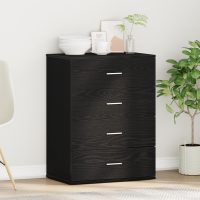 Produktbild för Sideboard med låda Svart Ek 60 x 39 x 80 cm Konstruerat trä