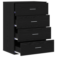 Produktbild för Sideboard med låda Svart Ek 60 x 39 x 80 cm Konstruerat trä