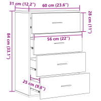Produktbild för Sideboard med låda Svart Ek 60 x 39 x 80 cm Konstruerat trä