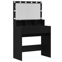 Produktbild för Smyckebord med låda Svart Ek 80 x 41 x 134,5 cm Konstruerat trä