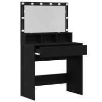 Produktbild för Smyckebord med låda Svart Ek 80 x 41 x 134,5 cm Konstruerat trä