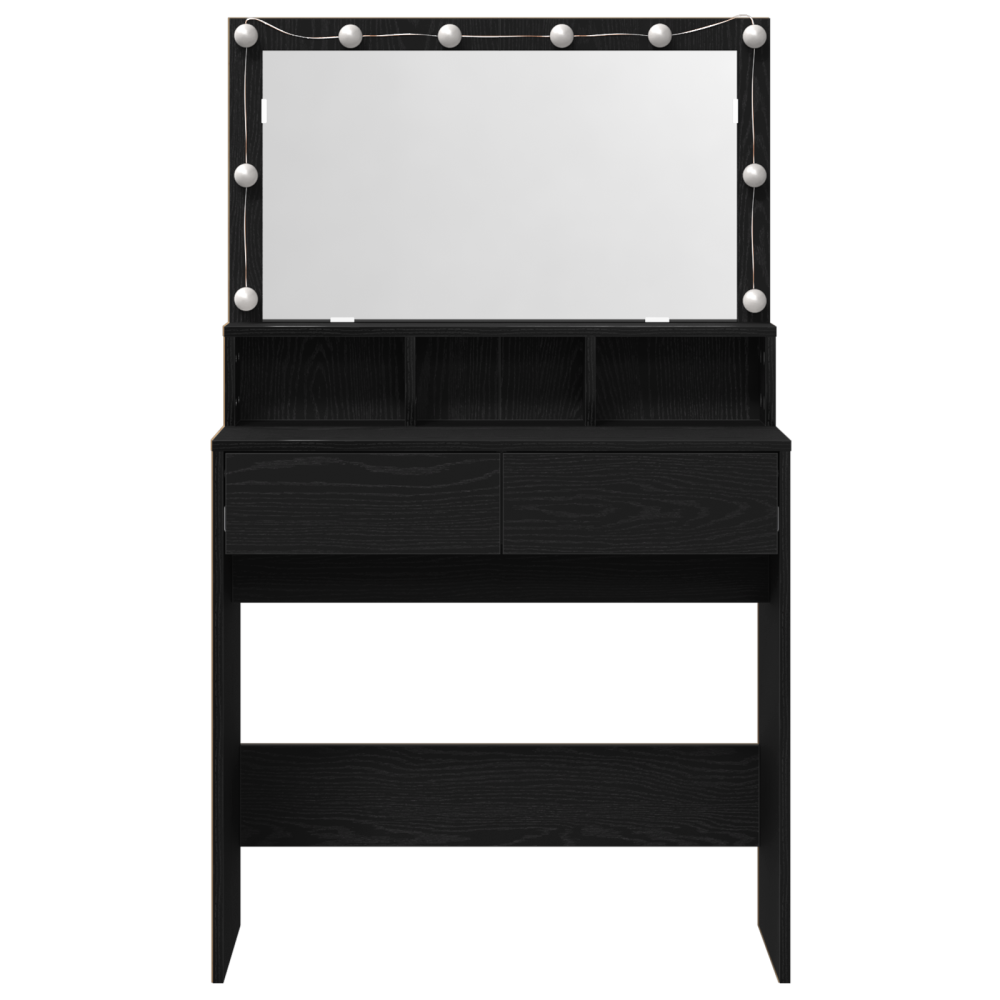 Produktbild för Smyckebord med låda Svart Ek 80 x 41 x 134,5 cm Konstruerat trä