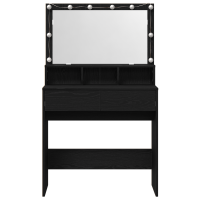 Produktbild för Smyckebord med låda Svart Ek 80 x 41 x 134,5 cm Konstruerat trä