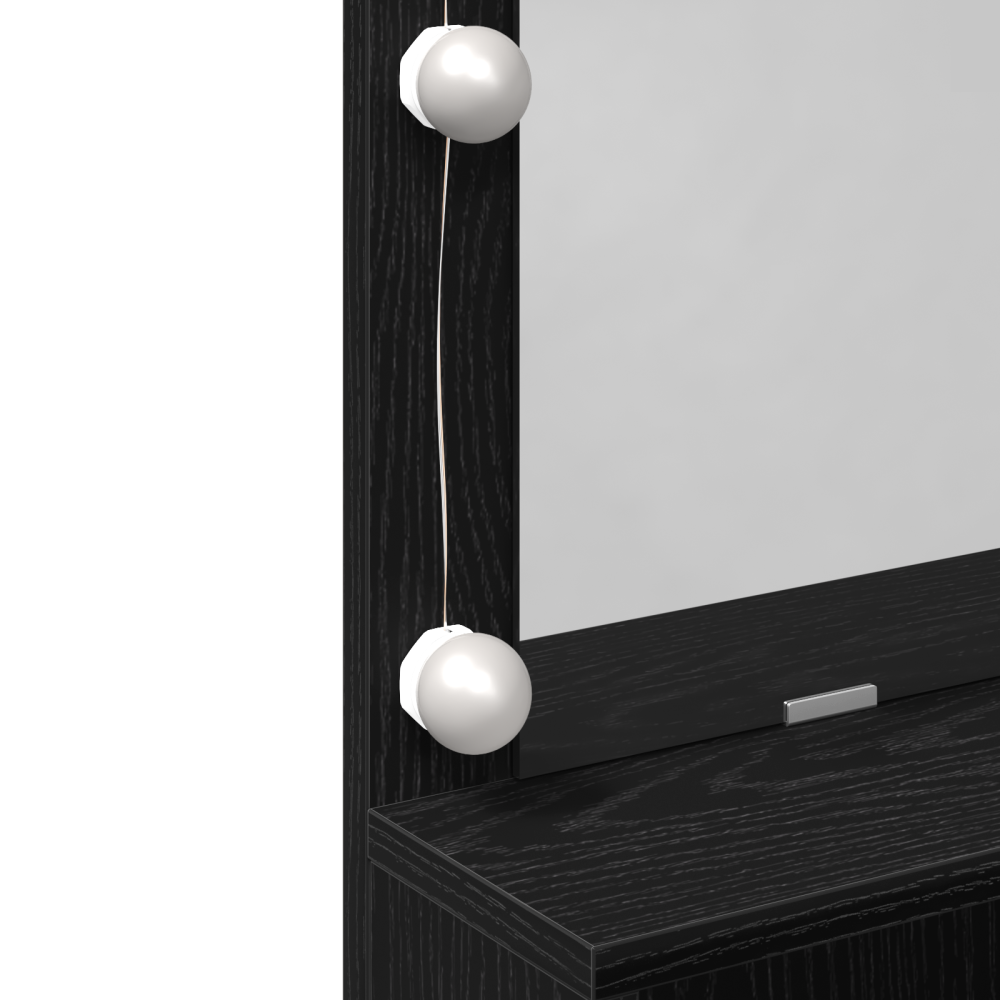 Produktbild för Smyckebord med låda Svart Ek 80 x 41 x 134,5 cm Konstruerat trä