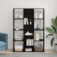 Produktbild för Rumsavskiljare Svart Ek 100 x 24 x 140 cm Konstruerat trä