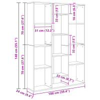 Produktbild för Rumsavskiljare Svart Ek 100 x 24 x 140 cm Konstruerat trä