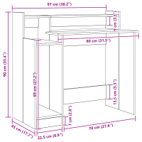 Produktbild för Skrivbord med hylla Artisan Ek 97 x 45 x 90 cm Konstruerat trä