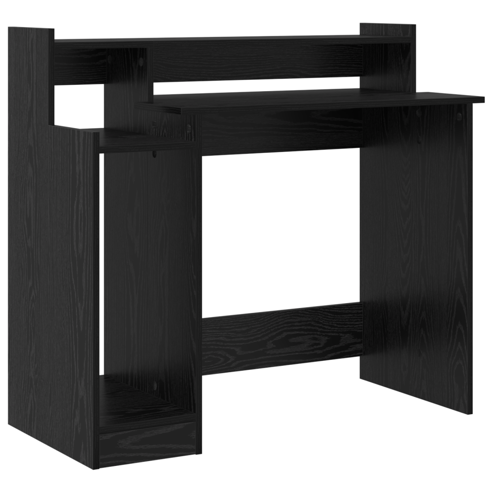 Produktbild för Skrivbord med hylla Svart Ek 97 x 45 x 90 cm Konstruerat trä