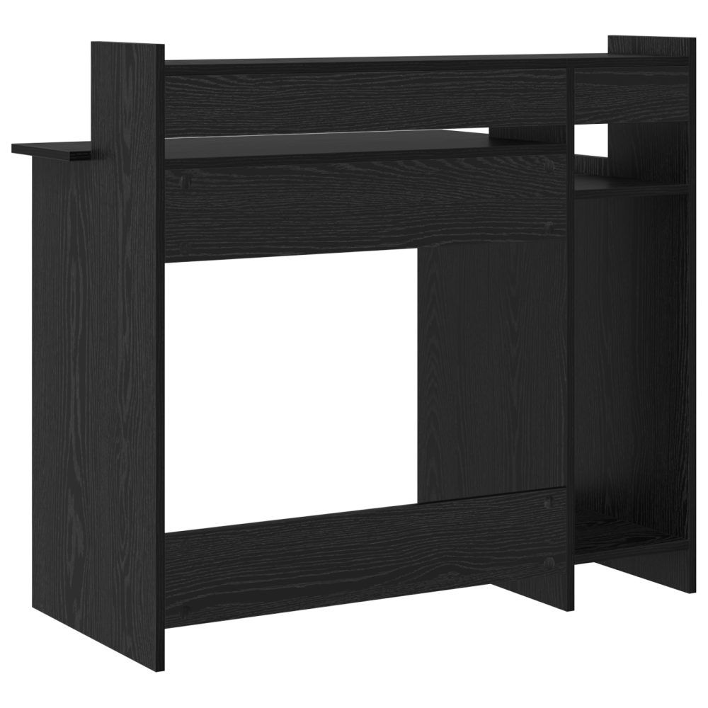 Produktbild för Skrivbord med hylla Svart Ek 97 x 45 x 90 cm Konstruerat trä
