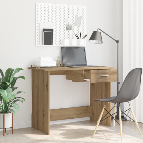 vidaXL Skrivbord med låda Artisan Ek 100 x 50 x 76 cm Konstruerat trä