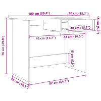 Produktbild för Skrivbord med låda Artisan Ek 100 x 50 x 76 cm Konstruerat trä