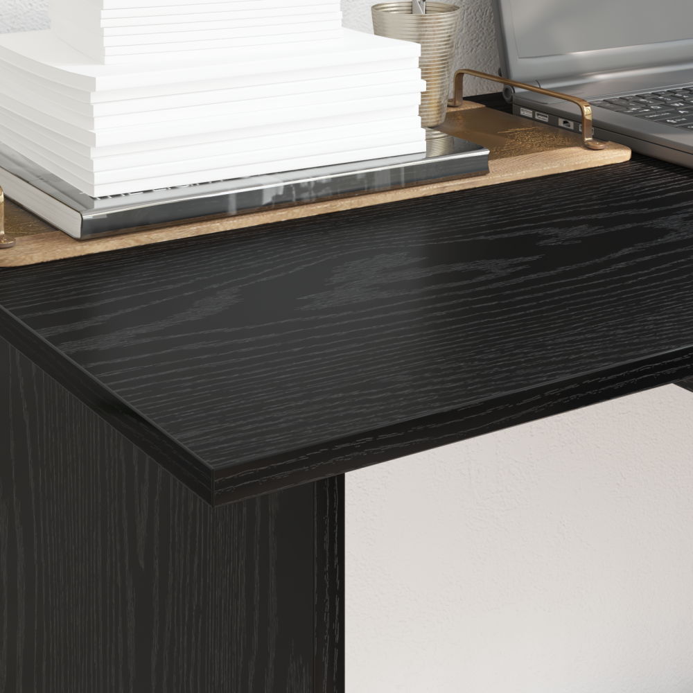 Produktbild för Skrivbord med låda Svart Ek 100 x 50 x 76 cm Konstruerat trä