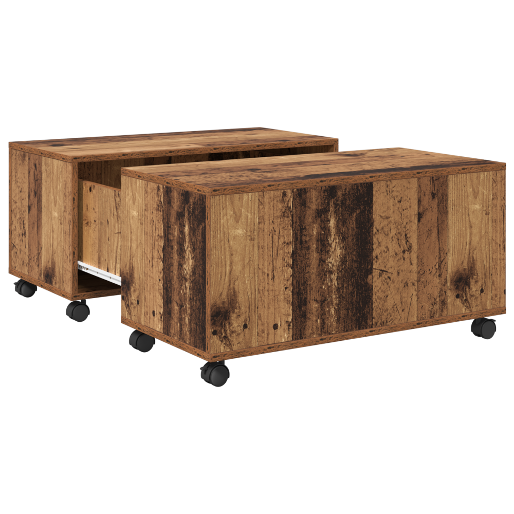 Produktbild för Kaffeebord med låda Gammalt trä 75 x 75 x 38 cm Konstruerat trä