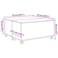 Produktbild för Kaffeebord med låda Gammalt trä 75 x 75 x 38 cm Konstruerat trä