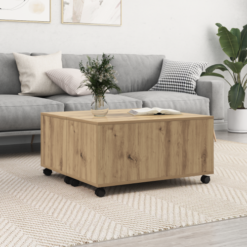 vidaXL Kaffeebord med låda Artisan Ek 75 x 75 x 38 cm Konstruerat trä